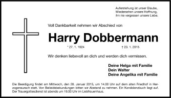 Traueranzeige von Harry Dobbermann von Nordbayerische Nachrichten Herzogenaurach Lokal