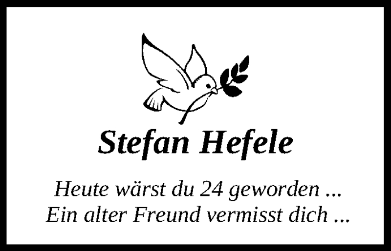  Traueranzeige für Stefan Hefele vom 04.07.2015 aus Roth-Hilpoltsteiner Volkszeitung Lokal