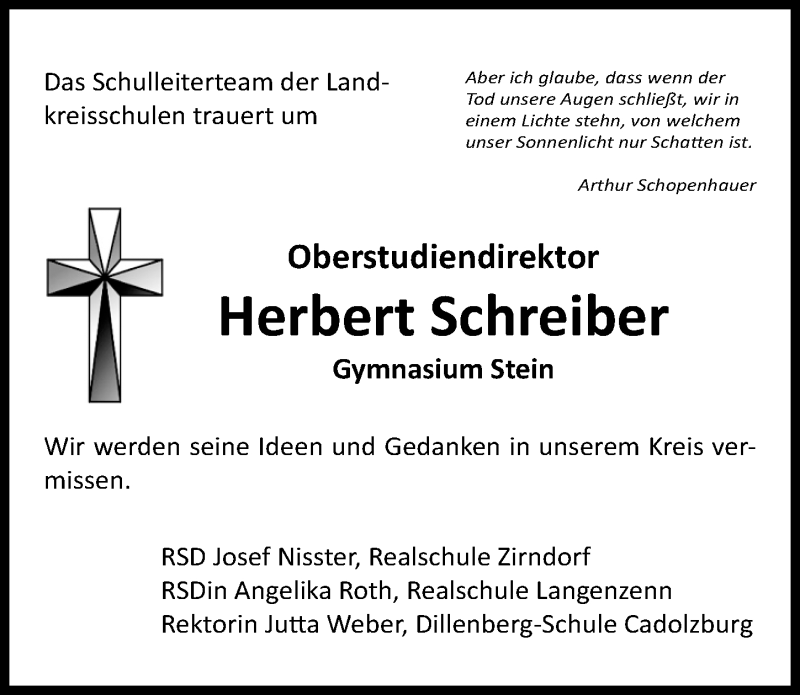  Traueranzeige für Herbert Schreiber vom 15.06.2015 aus Fürther Nachrichten Lokal
