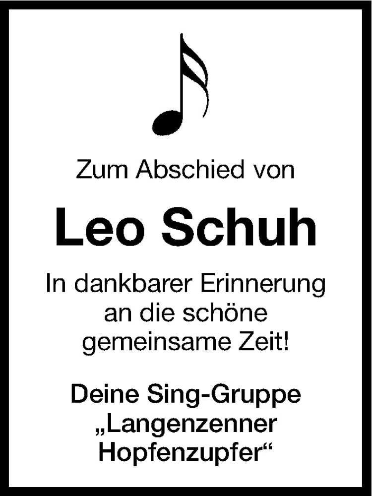  Traueranzeige für Leo Schuh vom 19.03.2015 aus Fürther Nachrichten Lokal