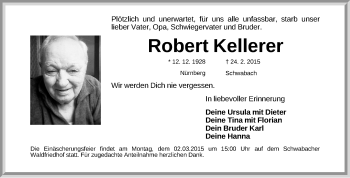 Traueranzeige von Robert Kellerer von Schwabach