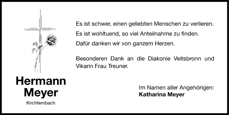  Traueranzeige für Hermann Meyer vom 12.01.2015 aus Fürther Nachrichten Lokal