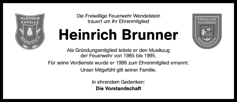  Traueranzeige für Heinrich Brunner vom 02.04.2015 aus Schwabach