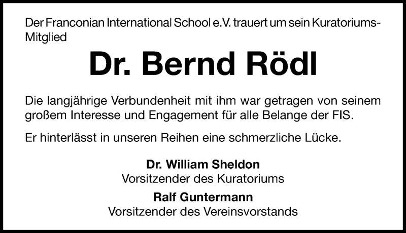  Traueranzeige für Bernd Rödl vom 14.11.2015 aus Erlanger Nachrichten Lokal