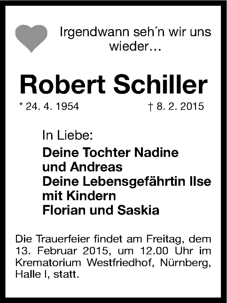 Traueranzeigen Von Robert Schiller | Trauer.nn.de