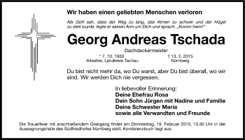 Traueranzeige von Georg Andreas Tschada von Gesamtausgabe Nürnberger Nachrichten/ Nürnberger Ztg.
