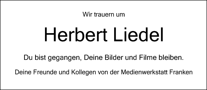  Traueranzeige für Herbert Liedel vom 04.07.2015 aus Gesamtausgabe Nürnberger Nachrichten/ Nürnberger Ztg.