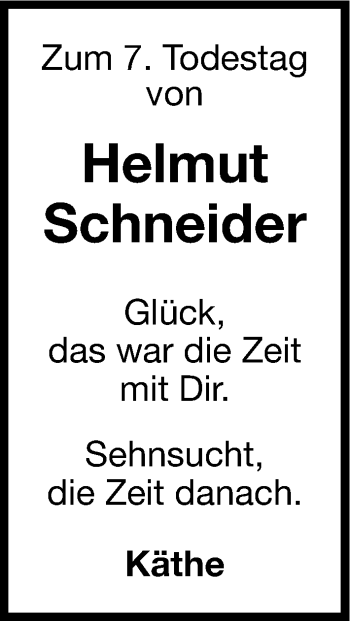 Traueranzeige von Helmut Schneider von Fürther Nachrichten Lokal