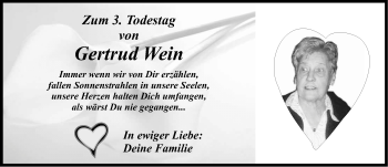 Traueranzeige von Gertrud Wein von Neumarkter Nachrichten Lokal