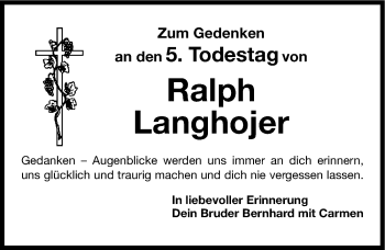 Traueranzeige von Ralph Langhojer von Nordbayerische Nachrichten Pegnitz Lokal