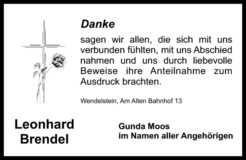  Traueranzeige für Leonhard Brendel vom 06.10.2012 aus Schwabach