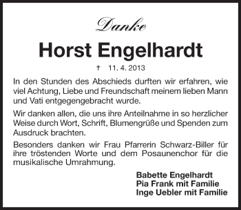 Traueranzeige von Horst Engelhardt von Schwabach