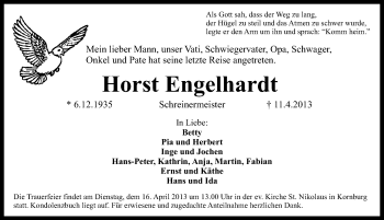 Traueranzeige von Horst Engelhardt von Schwabach