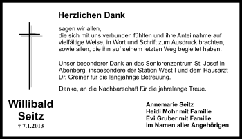 Traueranzeige von Willibald Seitz von Schwabach