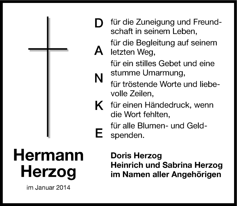  Traueranzeige für Heinrich Herzing vom 15.11.2013 aus Nürnberger Zeitung