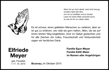 Traueranzeige von Elfriede Meyer von Roth-Hilpoltsteiner Volkszeitung Lokal