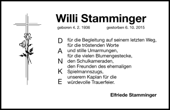 Traueranzeige von Willi Stamminger von Roth-Hilpoltsteiner Volkszeitung Lokal