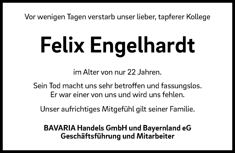  Traueranzeige für Felix Engelhardt vom 15.10.2015 aus Gesamtausgabe Nürnberger Nachrichten/ Nürnberger Ztg.