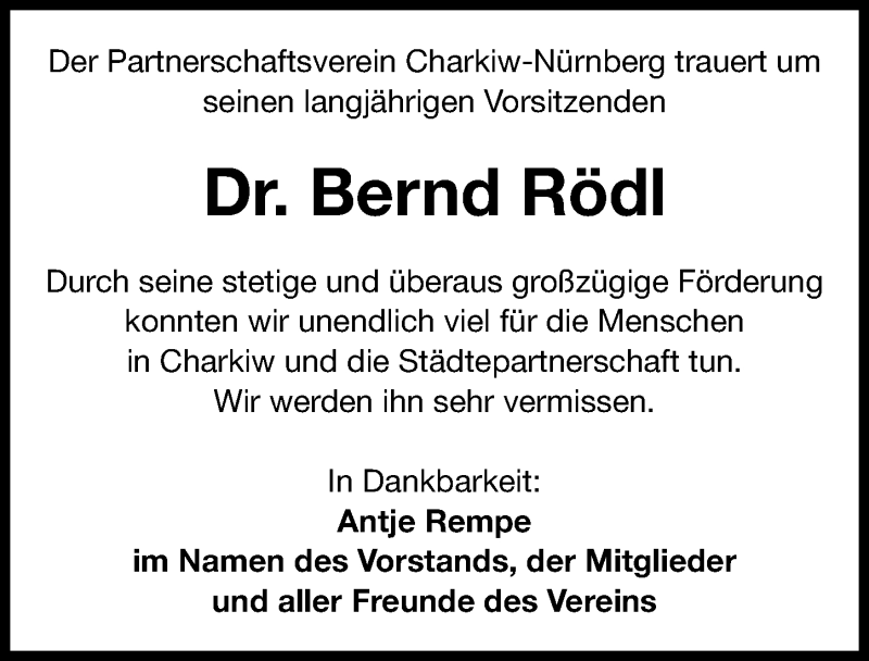  Traueranzeige für Bernd Rödl vom 12.11.2015 aus Gesamtausgabe Nürnberger Nachrichten/ Nürnberger Ztg.