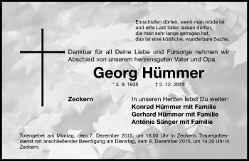 Traueranzeige von Georg Hümmer von Nordbayer. Nachrichten Herzogenaurach/ Nordbayer. Nachrichten Forchheim