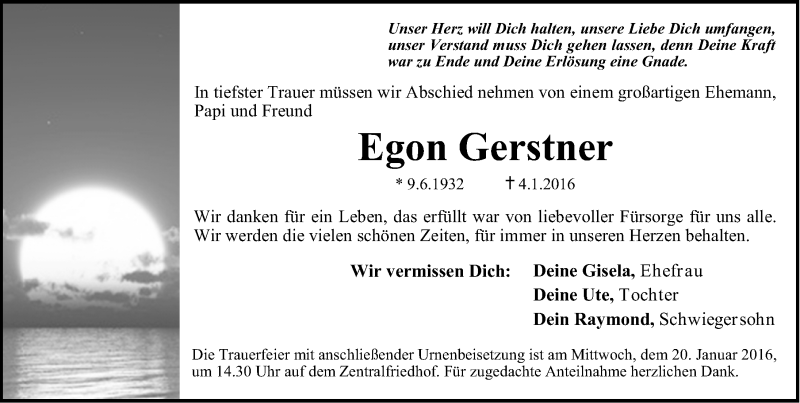  Traueranzeige für Egon Gerstner vom 14.01.2016 aus Erlanger Nachrichten Lokal