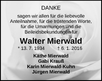 Traueranzeige von Walter Mierwald von Gesamtausgabe Nürnberger Nachrichten/ Nürnberger Ztg.