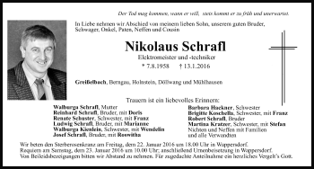 Traueranzeige von Nikolaus Schrafl von Neumarkter Nachrichten Lokal