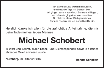 Traueranzeige von Michael Schobert von Gesamtausgabe Nürnberger Nachrichten/ Nürnberger Ztg.