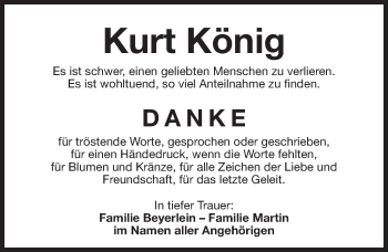 Traueranzeige von Kurt König von Gesamtausgabe Nürnberger Nachrichten/ Nürnberger Ztg.