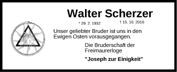 Traueranzeige von Walter T. Scherzer von Gesamtausgabe Nürnberger Nachrichten/ Nürnberger Ztg.