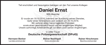 Traueranzeige von Daniel Ernst von Gesamtausgabe Nürnberger Nachrichten/ Nürnberger Ztg.