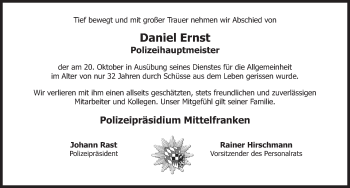 Traueranzeige von Daniel Ernst von Gesamtausgabe Nürnberger Nachrichten/ Nürnberger Ztg.