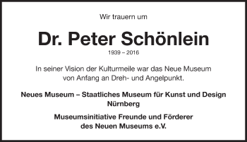 Traueranzeige von Peter Schönlein von Gesamtausgabe Nürnberger Nachrichten/ Nürnberger Ztg.