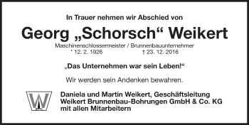 Traueranzeige von Georg Weikert von Gesamtausgabe Nürnberger Nachrichten/ Nürnberger Ztg.