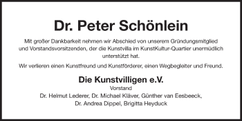 Traueranzeige von Peter Schönlein von Gesamtausgabe Nürnberger Nachrichten/ Nürnberger Ztg.