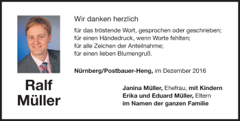 Traueranzeige von Ralf Müller von Neumarkter Nachrichten Lokal