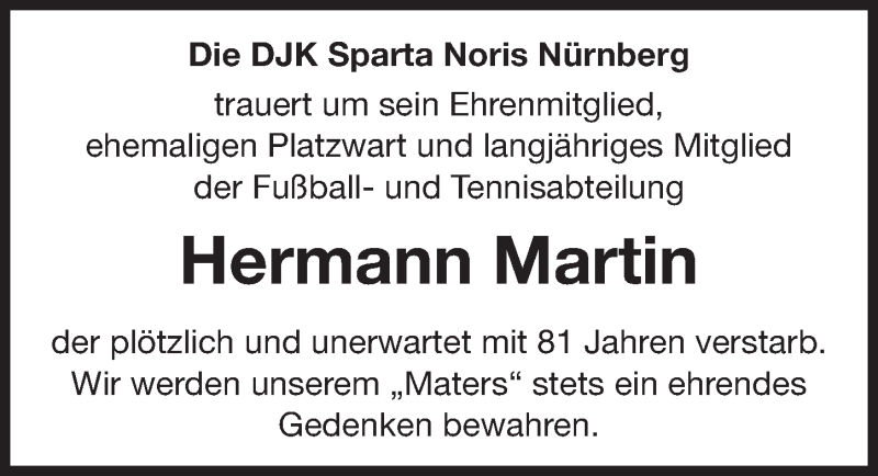  Traueranzeige für Hermann Martin vom 17.12.2016 aus Gesamtausgabe Nürnberger Nachrichten/ Nürnberger Ztg.