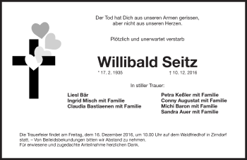 Traueranzeige von Willibald Seitz von Fürther Nachrichten Lokal