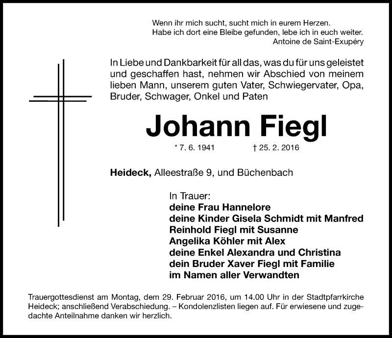  Traueranzeige für Johann Fiegl vom 27.02.2016 aus Roth-Hilpoltsteiner Volkszeitung Lokal