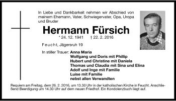 Traueranzeige von Hermann Fürsich von Roth-Hilpoltsteiner Volkszeitung Lokal