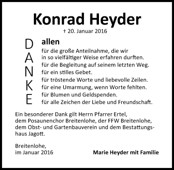 Traueranzeige von Konrad Heyder von Roth-Hilpoltsteiner Volkszeitung Lokal