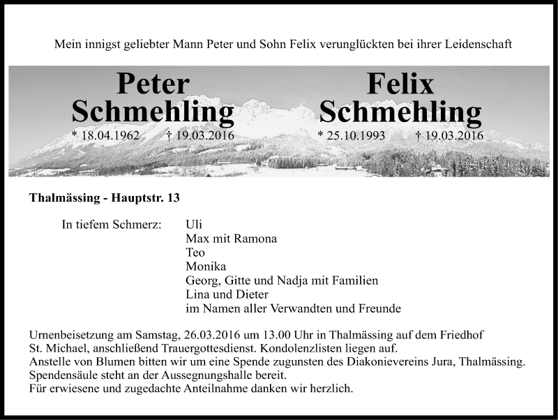  Traueranzeige für Peter Schmehling vom 23.03.2016 aus Roth-Hilpoltsteiner Volkszeitung Lokal