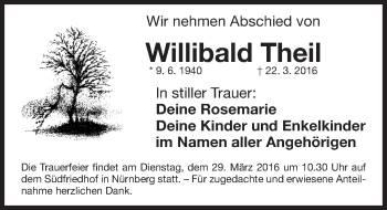 Traueranzeige von Willibald Theil von Gesamtausgabe Nürnberger Nachrichten/ Nürnberger Ztg.