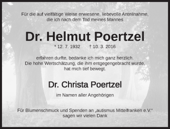 Traueranzeige von Helmut Poertzel von Gesamtausgabe Nürnberger Nachrichten/ Nürnberger Ztg.