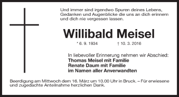 Traueranzeige von Willibald Meisel von Erlanger Nachrichten Lokal
