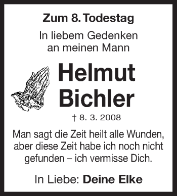 Traueranzeige von Helmut Bichler von Gesamtausgabe Nürnberger Nachrichten/ Nürnberger Ztg./ Fürther Nachrichten