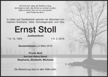Traueranzeige von Ernst Stoll von Altmühl-Bote Lokal