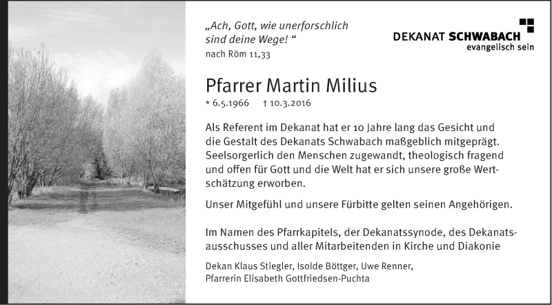  Traueranzeige für Martin Milius vom 16.03.2016 aus Roth-Hilpoltsteiner Volkszeitung Lokal
