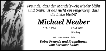 Traueranzeige von Michael Neuber von Gesamtausgabe Nürnberger Nachrichten/ Nürnberger Ztg.