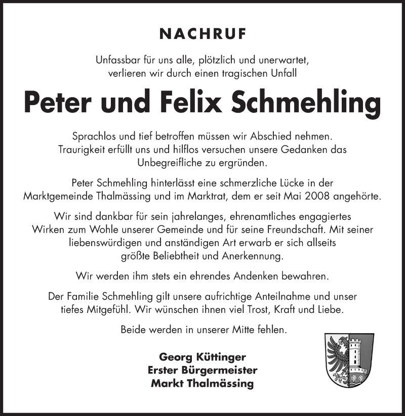 Traueranzeige für Peter Schmehling vom 23.03.2016 aus Roth-Hilpoltsteiner Volkszeitung Lokal